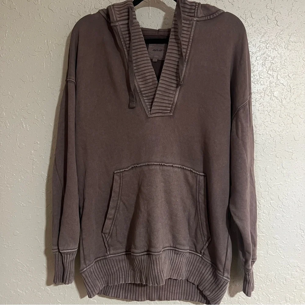 Aerie Down To Earth Henley Hoodie Size Small - Picture 3 of 5
